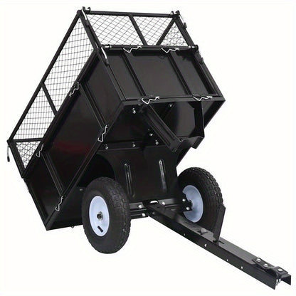 Tuinwagen – Tuinkar – Bolderkar – Transportkar – Tuintrolley – Stevig Stalen Frame – 150 kg Draagkracht – Opblaasbare All-Terrain Wielen – Grote Laadbak 130x52x87 cm – Zwart