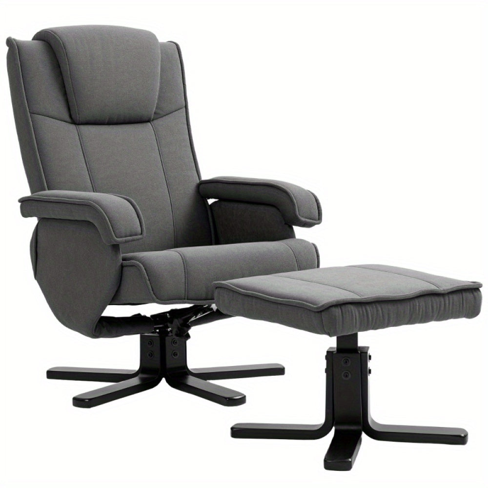 Draaifauteuil – Loungefauteuil – Relaxstoel – Tv-stoel – Fauteuil Met Voetenbank – 360° Draaibaar – Verstelbare Rugleuning – Fluweellook Donkergrijs