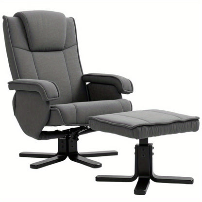 Draaifauteuil – Loungefauteuil – Relaxstoel – Tv-stoel – Fauteuil Met Voetenbank – 360° Draaibaar – Verstelbare Rugleuning – Fluweellook Donkergrijs