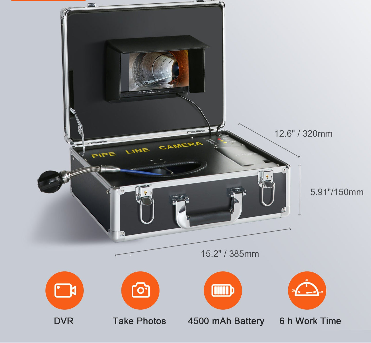 Pijpinspectiecamera – Rioolcamera – Leidingencamera – Afvoercamera – Inspectiesonde – 50 Meter Glasvezelkabel – 7-inch LCD Kleurenscherm – IP68 Waterdicht
