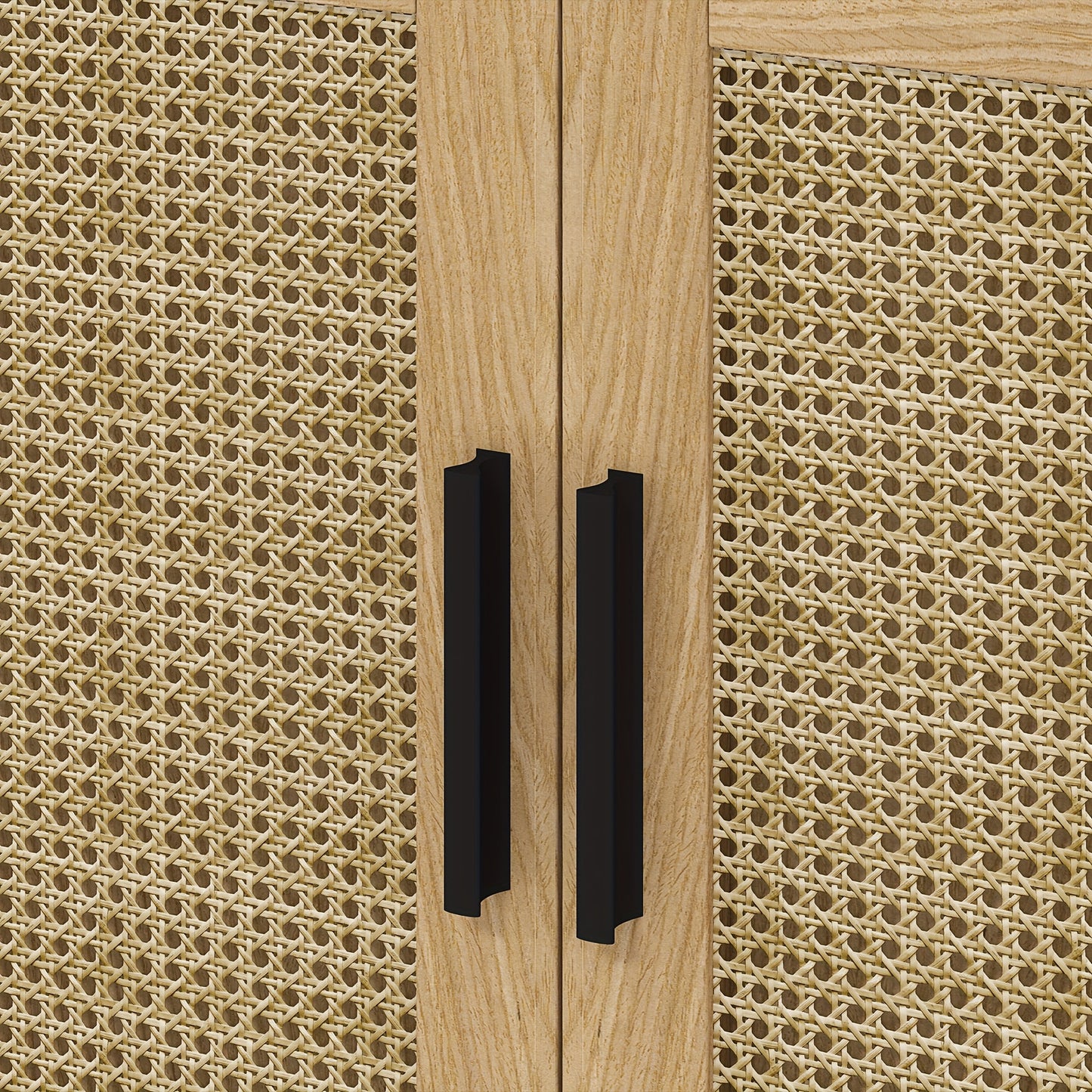 Badkamerkast – Wastafelonderkast – Onderkast – Opbergkast – Kolomkast – Eiken Kleur – Rattan Look – Anti-Kantel Bescherming – 60 x 39 x 60 cm