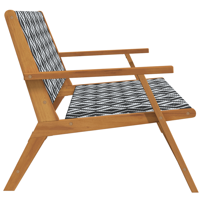 Tuinbank – Tuinmeubel – Buitenbank – Houten Bank – Zwart-Wit – Weerbestendig – Visgraatpatroon – 122x76x73,5 cm – Geen Montage