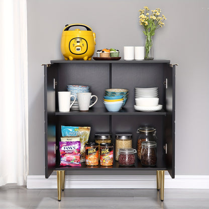 Hal Kast – Halkast – Halmeubel – Garderobekast – Opbergkast – Mat Zwart – 2 Deuren – Compact 74 cm Breed