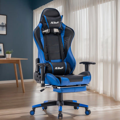 Gamingstoel – Gamestoel – Gaming Chair – Game Stoel – Bureaustoel – Volledig Verstelbare Rugleuning – Uitschuifbare Voetsteun – Rood Kunstleer – Ergonomisch