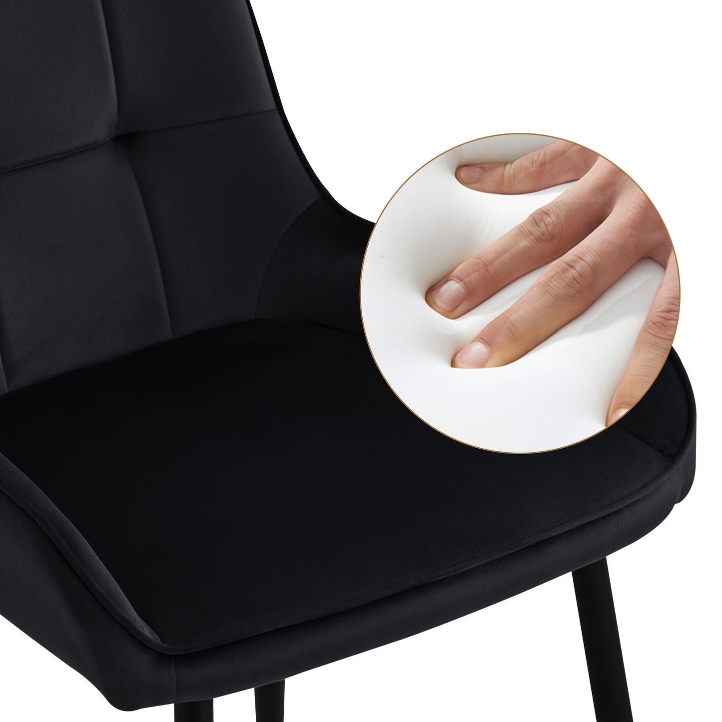 Eetkamerstoelen – Stoelen – Kuipstoelen – Bureaustoelen – Design Stoelen – Zwarte Velvet Bekleding – Metalen Poten – Ergonomisch Comfort – Set van 2