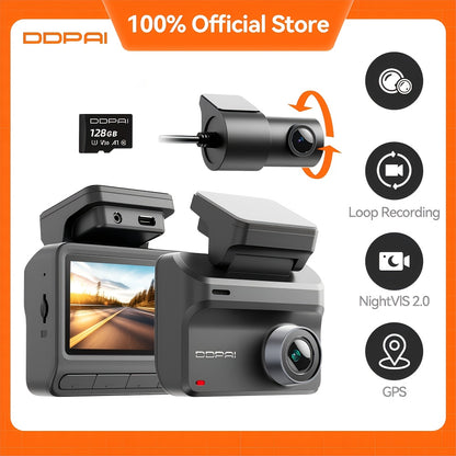 Dashcam – Auto Camera – Bewakingscamera – Videorecorder – Nachtzicht Camera – 24/7 Parkeermonitoring – WiFi Verbinding & G-Sensor – 128GB Geheugenkaart