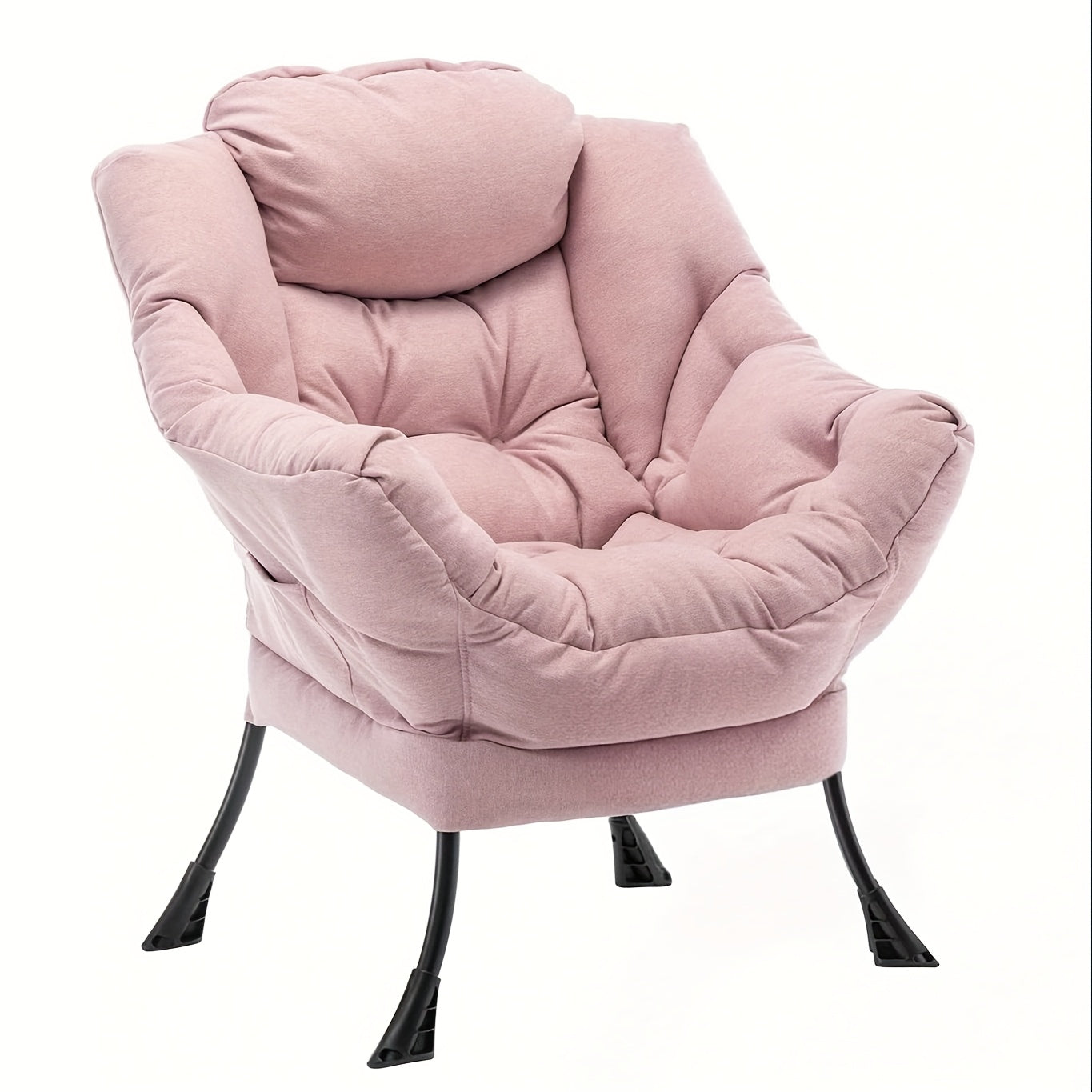 Eetkamerstoel – Stoel – Kuipstoel – Fauteuil – Keukenstoel – Ergonomisch Design – Zachte Textiele Bekleding – Zwarte Metalen Poten