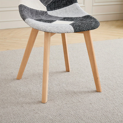 Eetkamerstoel – Stoel – Kuipstoel – Eetkamerstoelen – Keukenstoel – Scandinavisch Design – Ergonomisch – Beukenhouten Poten – Linnen Bekleding – Sponsvulling – Zwart-Wit Geruit