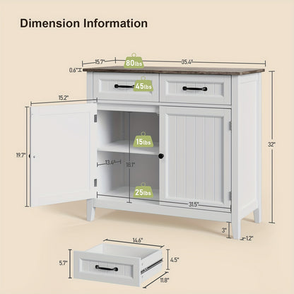 Dressoir – Buffetkast – Opbergkast – Keukenkast – Sideboard – Ruim Met Lade En Verstelbare Plank – Hardhouten Grijs