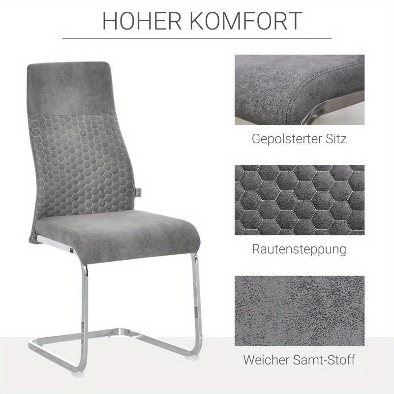 Velvet Eetkamerstoelen – Fluwelen Stoelen – Design Stoelen – Comfortabele Stoelen – Eetkamerstoelen Set Vier – Stevig Stalen Frame – Zachte Velvet Bekleding – 45x61x98 cm – Modern Design