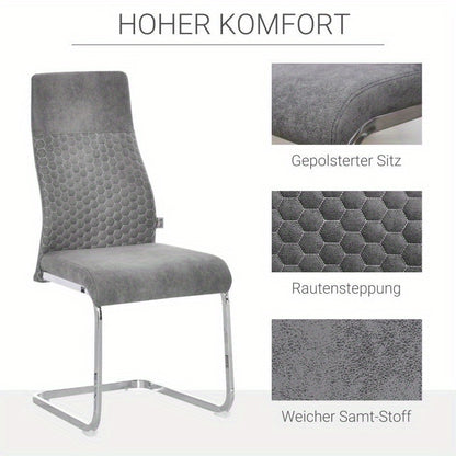 Velvet Eetkamerstoelen – Fluwelen Stoelen – Design Stoelen – Comfortabele Stoelen – Eetkamerstoelen Set Vier – Stevig Stalen Frame – Zachte Velvet Bekleding – 45x61x98 cm – Modern Design