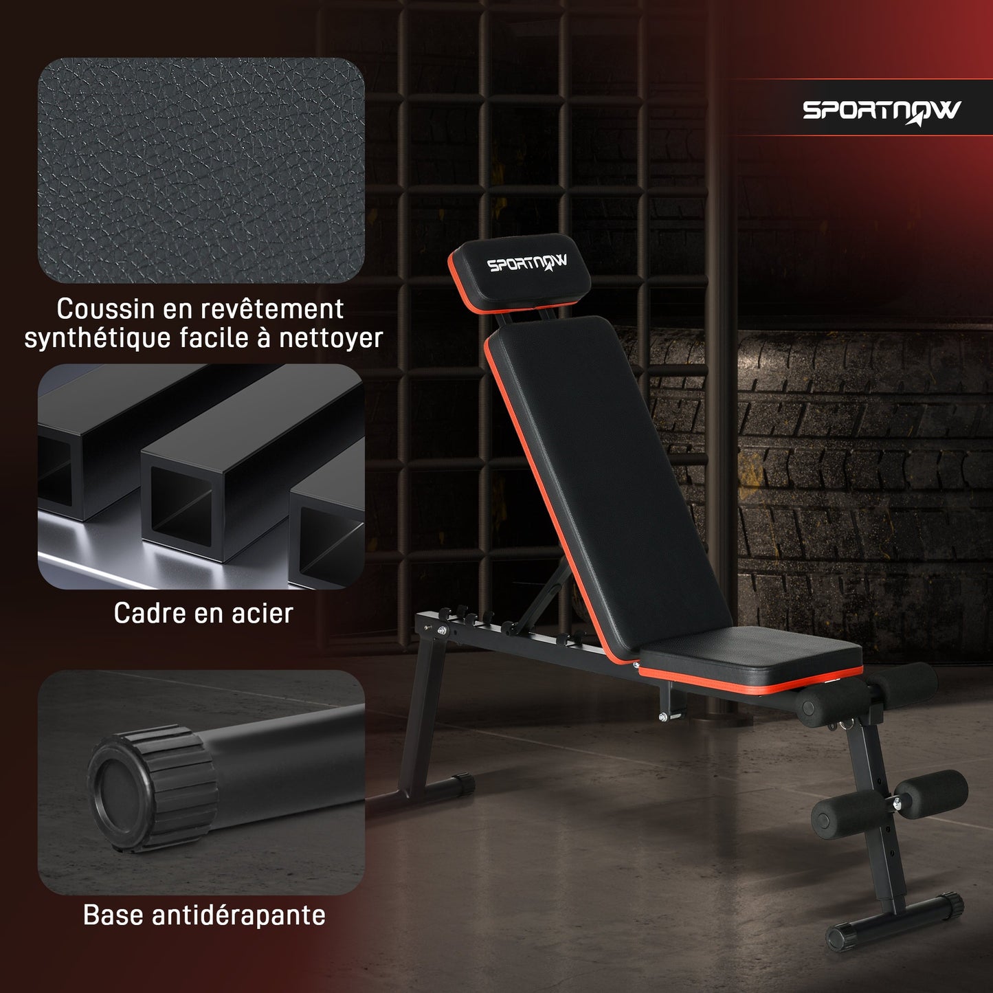 Verstelbare bank – Fitnessbank – Halterbank – Trainingsbank – Buikspierbank – 5-verstelbare standen – Robuust staal met synthetische bekleding