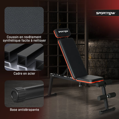 Verstelbare bank – Fitnessbank – Halterbank – Trainingsbank – Buikspierbank – 5-verstelbare standen – Robuust staal met synthetische bekleding