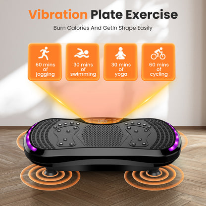 Trilplaat – Vibratieplaat – Vibratietrainer – Powerplate – Fitnessplatform – 200W Motor – 120 Snelheidsniveaus – Inclusief Afstandsbediening, Yogamat en Weerstandsbanden – Maximaal 120 kg Belastbaar