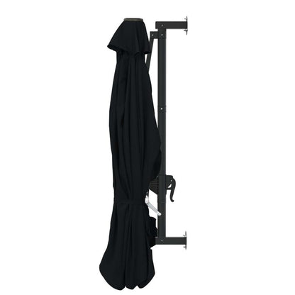 Solid Wall mounting parasol with metal mast 300cm black, Patio Cover, Outdoor Sun Protection, Rectangular Parasol, Classic Design, Durable Fabric, Steel Frame, Wallmounted Umbrella, Outdoor Umbrella, Commercial Outdoor
