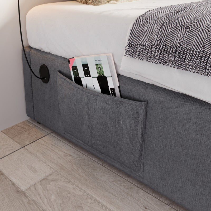 Eenpersoonsbed 90x200 cm – Bedframe – Opbergbed – Stalen Bed – Slatbodem – Stijlvol Modern – Comfortabel Stevig