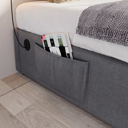Eenpersoonsbed 90x200 cm – Bedframe – Opbergbed – Stalen Bed – Slatbodem – Stijlvol Modern – Comfortabel Stevig