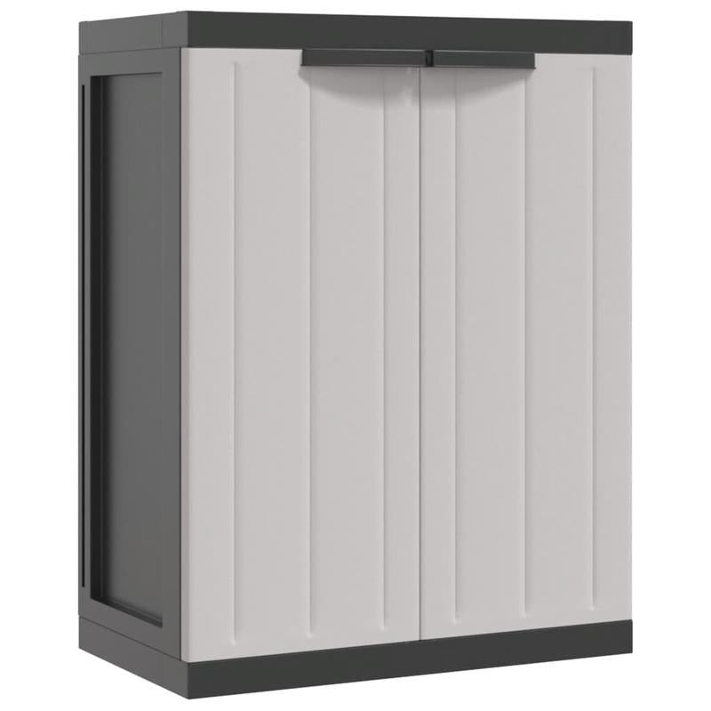 Tuinkast – Tuinberging – Opbergkast – Bergkast – Schuurkast – Grijs en Zwart – Compact Formaat 65x37x85 cm – Duurzaam Materiaal PP en RVS