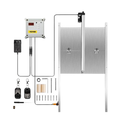 Vevor - Automatische Kippenhokdeur - Lichtsensor en timer - LCD-Display - Waarschuwing bij Lage Stroom - 110-220V - Zilver - QUORE