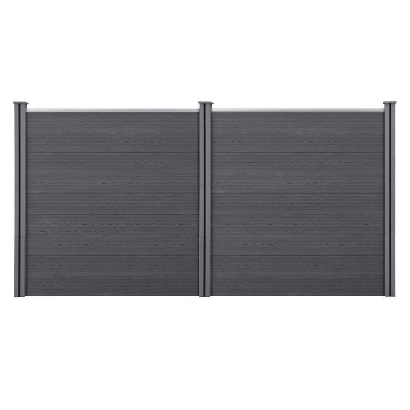 WPC Tuinafscheiding – Tuinhek – Schutting – Privacy Scherm – Windscherm – Grijs – 183 x 357 cm – Weerbestendig & Onderhoudsarm