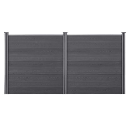 WPC Tuinafscheiding – Tuinhek – Schutting – Privacy Scherm – Windscherm – Grijs – 183 x 357 cm – Weerbestendig & Onderhoudsarm