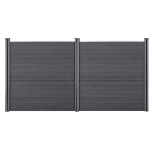 WPC Tuinafscheiding – Tuinhek – Schutting – Privacy Scherm – Windscherm – Grijs – 183 x 357 cm – Weerbestendig & Onderhoudsarm