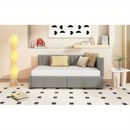 Upholstery Bed Sofa Bed 90200 Multifunction Bed with 2 Large Storage Space Drawers And Slatted Frame Skin -Friendly Velvet