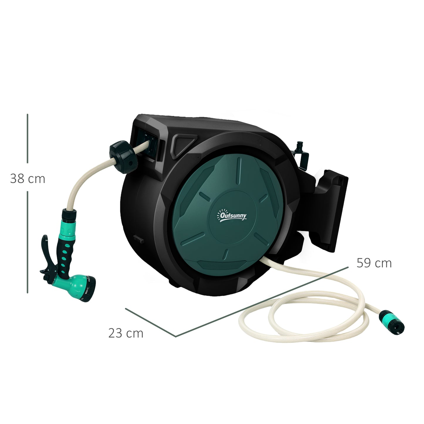 Tuinslanghaspel – Slanghaspel Muurbeugel – Tuinslangoproller – Waterslanghouder – Slangoproller – 30+2 Meter – 7 Waterstraalopties Met 180° Draaiïng