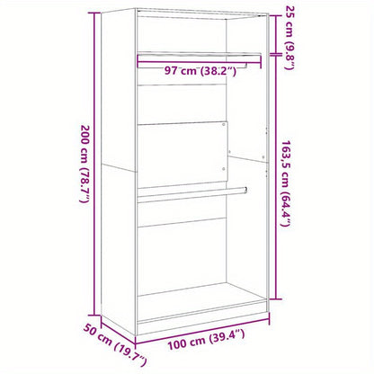 Kast – Opbergkast – Garderobekast – Kledingkast – Binnendeurkast – Betongrijs – Behandeld Hout – Weerbestendig – Compact 100x50x200 cm
