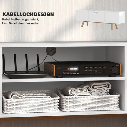 TV-kast – Tv-meubel – Lowboard – Mediameubel – Wandmeubel – Wit – Geschikt voor tv tot 65 inch – Kabelmanagement en ruime opbergladen