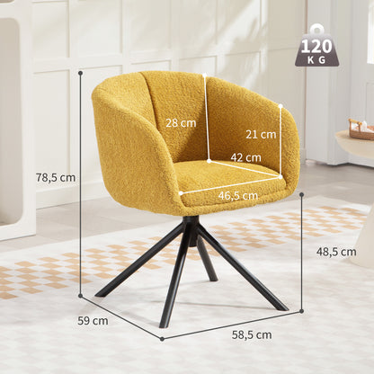 Draaifauteuil – Fauteuil – Lounge Stoel – Zithoekstoel – Kunstlederen Stoel – Gele Bekleding – Draaibaar 360 Graden – Ergonomische Zitschaal