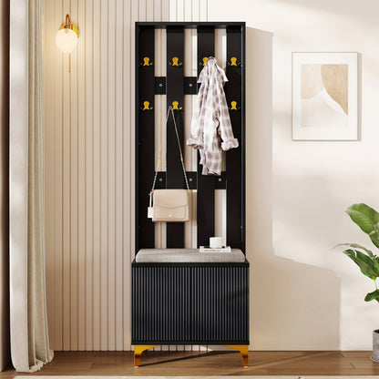 Kledingkast Set – Garderobe – Kapstok – Schoenenbank – Zitkussen – Houten Materiaal – Inclusief Haakjes