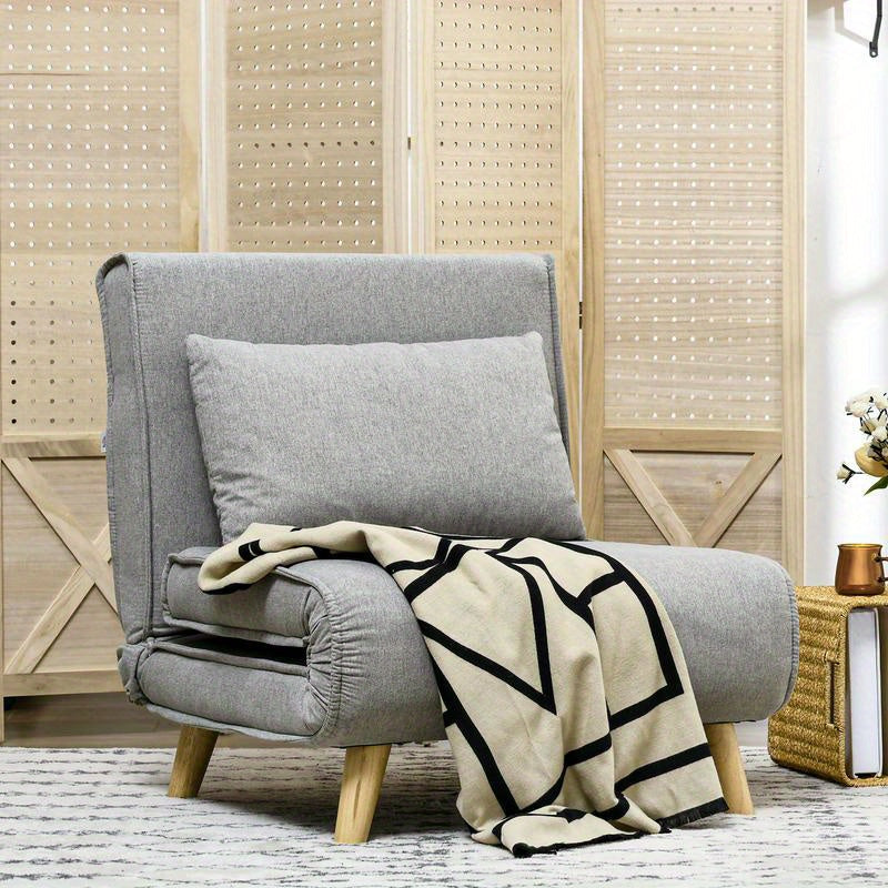 6-Position Adjustable Recliner Chair with Ergonomic Design - Heavy Duty 150kg Weight Capacity, Plush Cushioning & Sturdy Hardwood-Like Frame, Modern Grey Fabric Upholstery - Multifunctional Lounge Chair for Living Room, Bedro