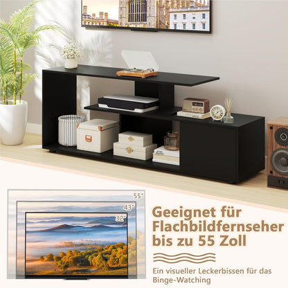 TV-kast – TV-meubel – Lowboard – Tv-dressoir – Tv-meubel zwart – Asymmetrisch ontwerp – Stevige constructie tot 55 inch