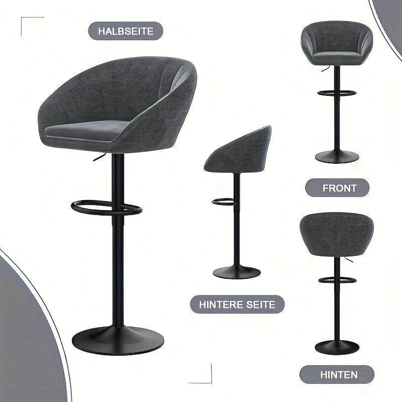 Barstoel – Barkruk – Barstoelset – Keukenstoel – Barkrukken – Verstelbaar – Draaibaar – Velvet Zitting – Met Metalen Frame