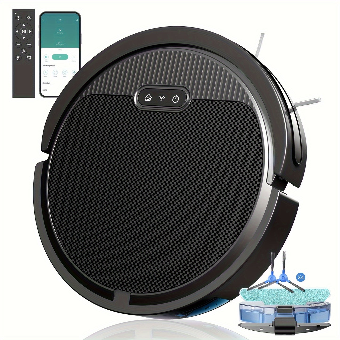Robotic Vacuum Cleaner, Automatic Self-Charging, Robot Vacuum 4000Pa Powerful Suction, 120 Mins Runtime, Wi-Fi/App/Alexa Control, For Pet Hair, Hard Floor And Low-Pile Carpet.