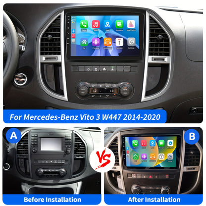 Multimediasysteem Vito 3 W447 – Autoradio – Car Entertainment – Navigatiesysteem – Touchscreen Auto – 10 Inch IPS Scherm – 4GB RAM + 64GB Opslag – Draadloze Bluetooth & Stuurwielbediening