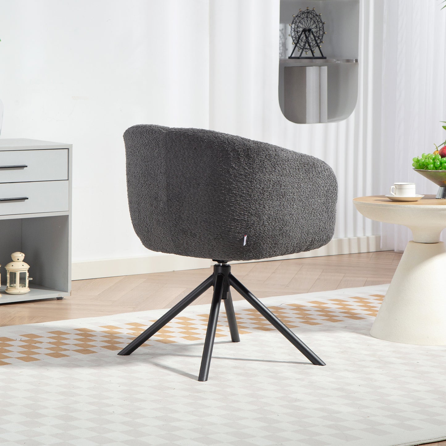 Draaifauteuil – Fauteuil – Zetel – Relaxstoel – Draaistoel – Donkergrijs – Comfortabele Zitting – Draagvermogen 120 kg