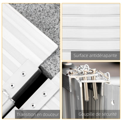 Opvouwbare Oprijplaat – Rolstoel Ramp – Toegankelijkheidshelling – Scootmobiel Oprijplaat – Drempelhulp – Lichtgewicht Aluminium – Antislip Oppervlak – Veiligheidszijkanten – 183 cm – Max Belastbaar 272 kg