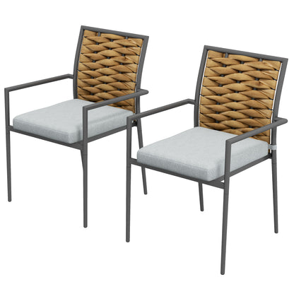 Tuinstoelen – Tuinzetels – Buitenstoelen – Terrasstoelen – Balkonstoelen – Modern Grijs – Weerbestendig PE-Rattan – Inclusief Zachte Kussens