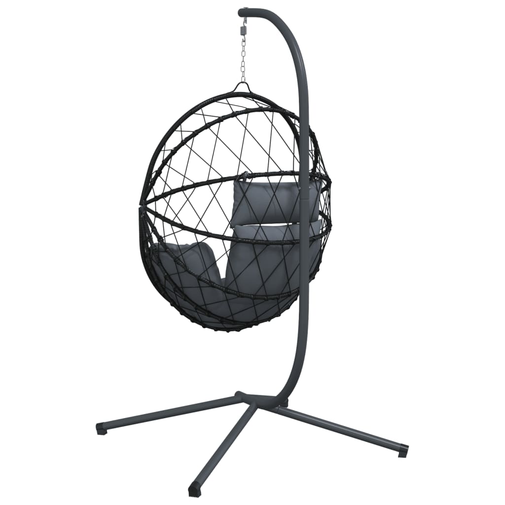 Hangstoel – Schommelstoel – Rattan Stoel – Tuinstoel – Relaxstoel – Antraciet – Stalen Frame – Afneembaar Kussen