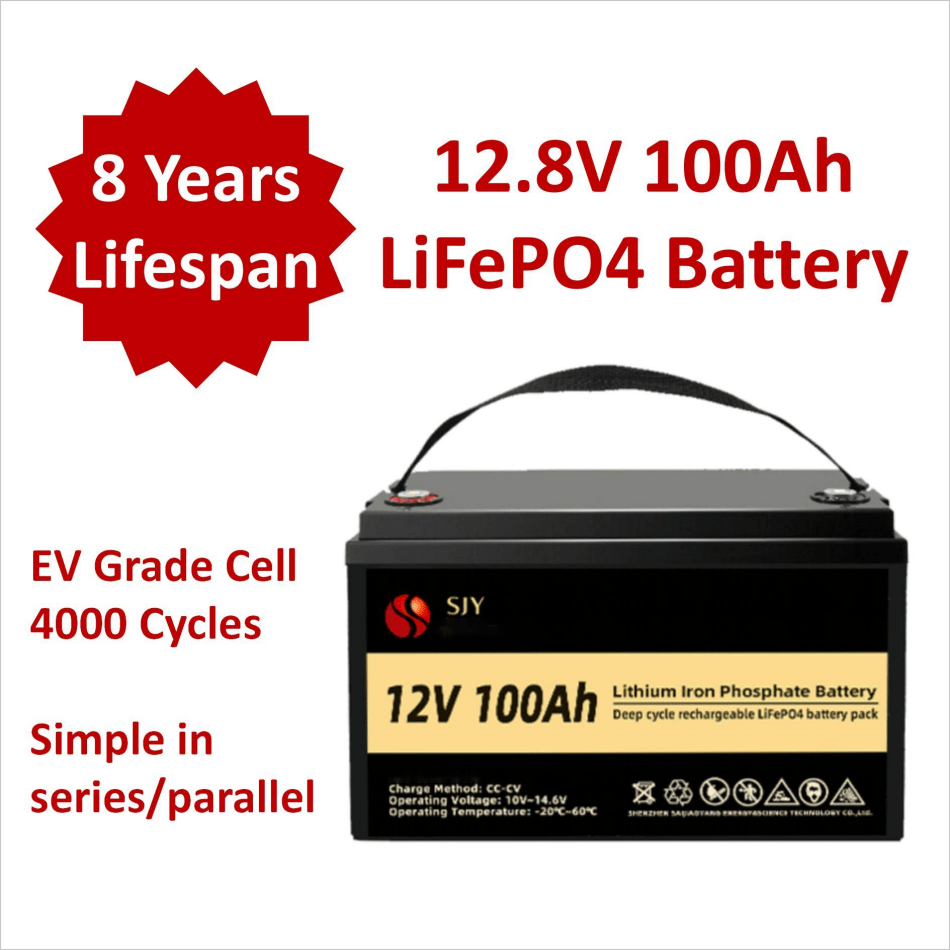Accu – Batterij – Lithium Accu – LiFePO4 Accu – 12V 100Ah – Met LCD-Display – Lange Levensduur & Lichtgewicht