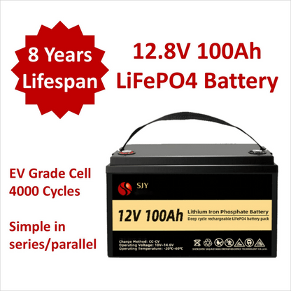 Accu – Batterij – Lithium Accu – LiFePO4 Accu – 12V 100Ah – Met LCD-Display – Lange Levensduur & Lichtgewicht