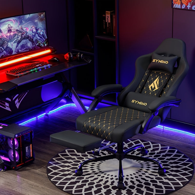 Gamingstoel – Gamestoel – Gaming Chair – Gamestoel Bureaustoel – Game Stoel – Ergonomisch Design – Verstelbare Voetensteun – Memory Foam – Zwart Kunstleer
