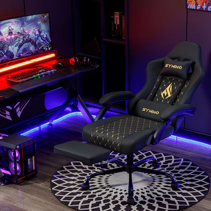 Gamingstoel – Gamestoel – Gaming Chair – Gamestoel Bureaustoel – Game Stoel – Ergonomisch Design – Verstelbare Voetensteun – Memory Foam – Zwart Kunstleer