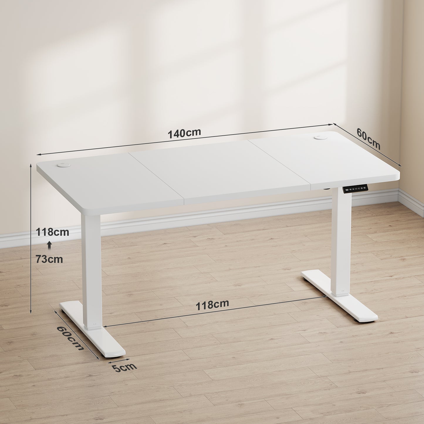 Ergonomisch Zit-Sta Bureau – Verstelbaar Bureau – Sta Bureau – Thuiswerk Bureau – Gaming Bureau – 140 cm – Roestvrij Stalen Frame – Handmatig Verstelbaar Zonder Stroom