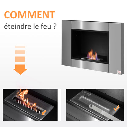 Bio-ethanol Haard – Bio-ethanol Wandhaard – Inbouwhaard – Sfeerhaard – Tafelhaard – Roestvrij Staal – 1,5 L Brander Met 3 Uur Brandtijd – Voor Ruimtes Tot 30 m²