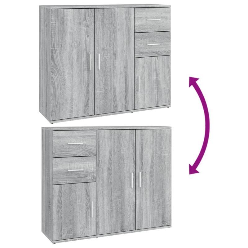 Dressoir – Opbergkast – Ladekast – Buffetkast – Wandkast – Bewerkte Houtlook – 91x29,5x75 cm – Grijs Sonoma Eiken