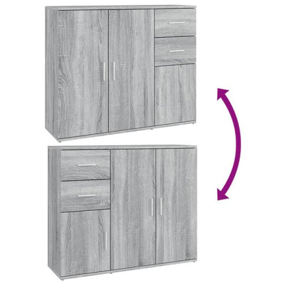 Dressoir – Opbergkast – Ladekast – Buffetkast – Wandkast – Bewerkte Houtlook – 91x29,5x75 cm – Grijs Sonoma Eiken