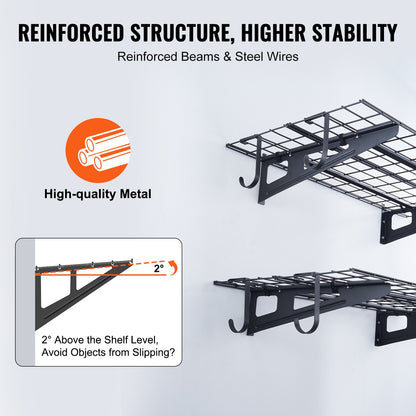 Wandplanken Garage – Werkplaatsplanken – Opbergplanken – Stellingplanken – Heavy Duty Garage Wandplanken – 2 Stuks – Draagkracht 500 kg – Koolstofstaal Mat